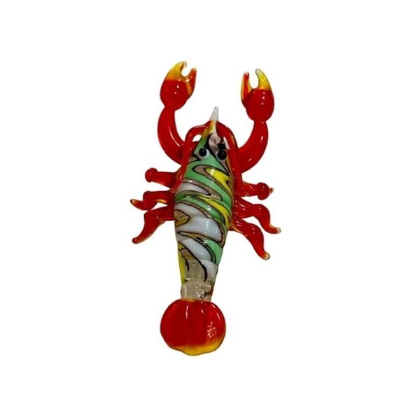 Stained Glass Blown Lobster Red Multicolor 3.75" - Picture 5 of 6